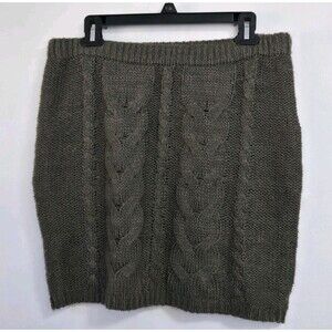 Mimi Chica‎ Skirt Womens L Mini Cableknit Green Preppy Casual Office NWOT